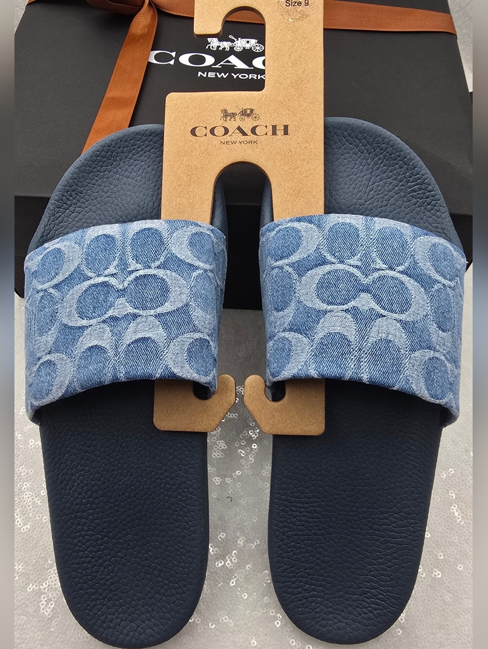 Udele Denim Slip-on Sport Slide In Regenerative Cotton Signature Denim Women's 9 - Picture 7 of 10